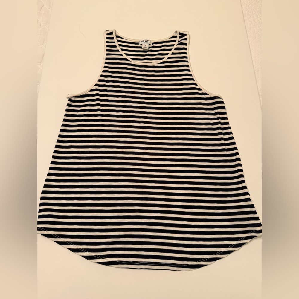 Old Navy Navy & White Striped Sleeveless Tank